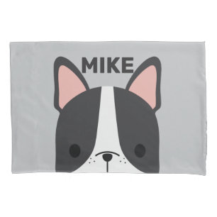 Cute French Bulldog with Personalized Name Pillow Case