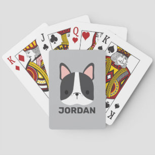 Cute French Bulldog with Personalized Name Poker Cards