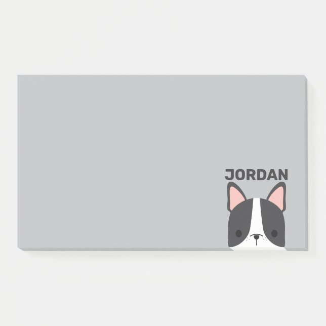 Cute French Bulldog with Personalized Name Post-it Notes (Front)