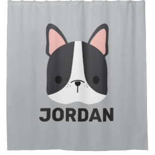 Cute French Bulldog with Personalized Name Shower Curtain