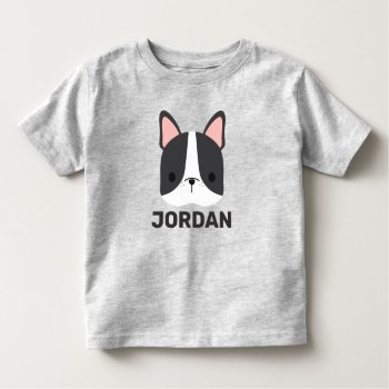 Cute French Bulldog With Personalized Name Toddler T-shirt by chingchingstudio at Zazzle