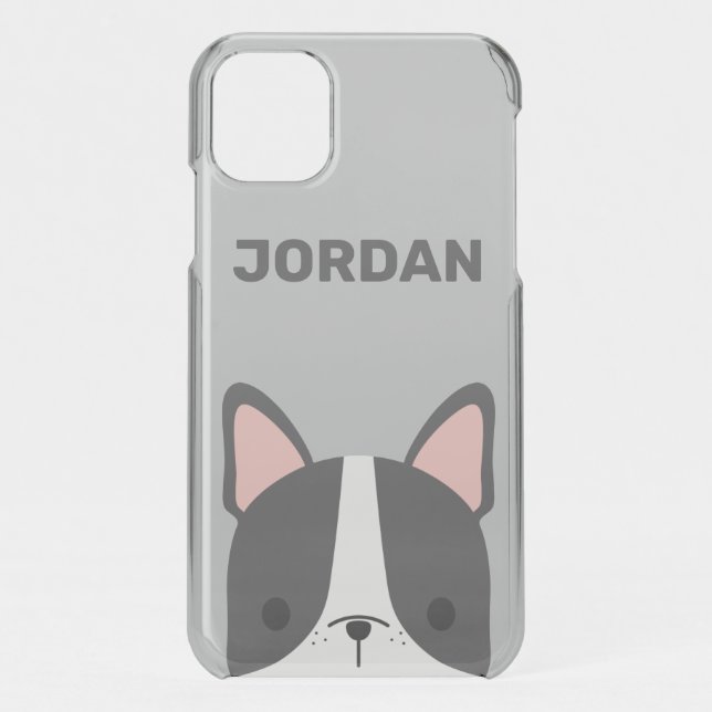 Cute French Bulldog with Personalized Name Uncommon iPhone Case (Back)