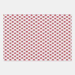 Cute French Bulldogs Animated Pets Red White Black Wrapping Paper Sheets