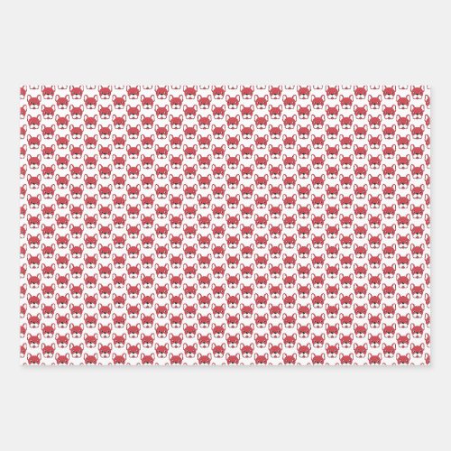 Cute French Bulldogs Animated Pets Red White Black Wrapping Paper Sheets