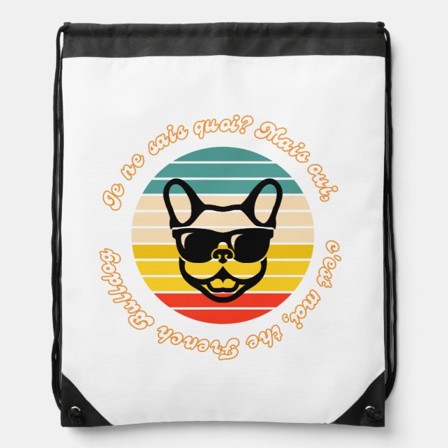 Cute French Bulldogs Design Drawstring Bag (Front)