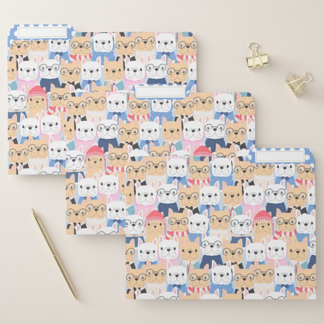 Cute French Bulldogs File Folders (Set)