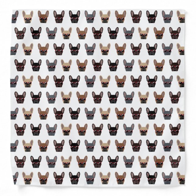 Cute French Bulldogs Pattern Bandana (Front)