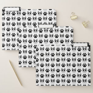 Cute French Bulldogs Paw Prints File Folders