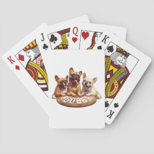 Cute French Bulldogs Playing Cards