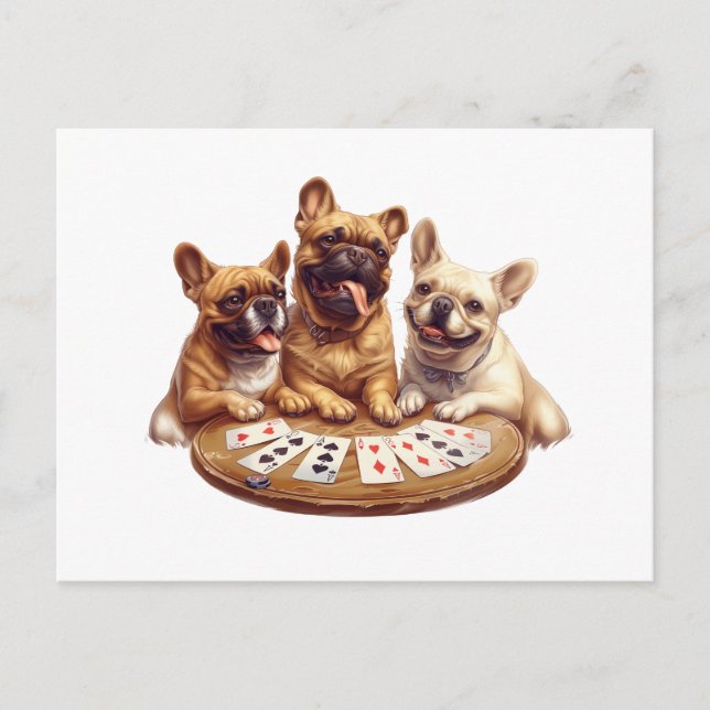 Cute French Bulldogs Playing Cards (Front)