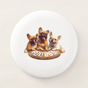 Cute French Bulldogs Playing Cards Wham-O Frisbee