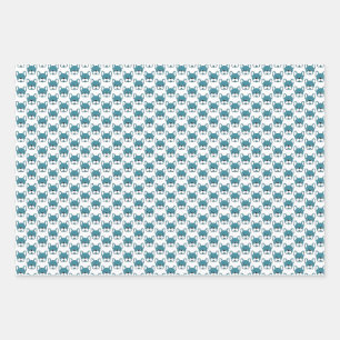 Cute French Bulldogs Portrait Design Teal Wrapping Paper Sheets