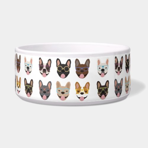 Cute French Bulldogs Wearing Glasses Bowl