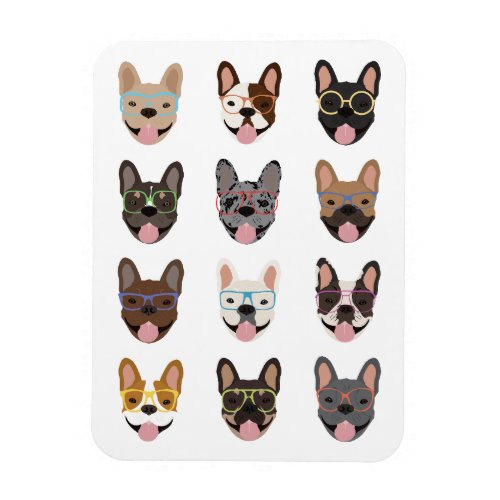 Cute French Bulldogs Wearing Glasses Magnet