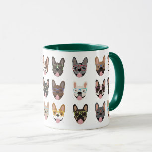 Cute French Bulldogs Wearing Glasses Mug
