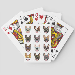 Cute French Bulldogs Wearing Glasses Poker Cards