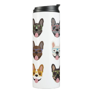 Cute French Bulldogs Wearing Glasses Thermal Tumbler