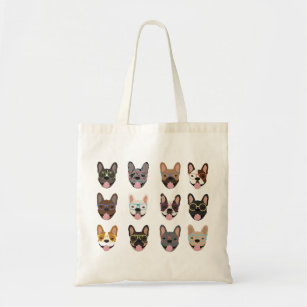 Cute French Bulldogs Wearing Glasses Tote Bag