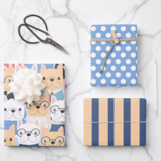 Cute French Bulldogs Wrapping Paper Set