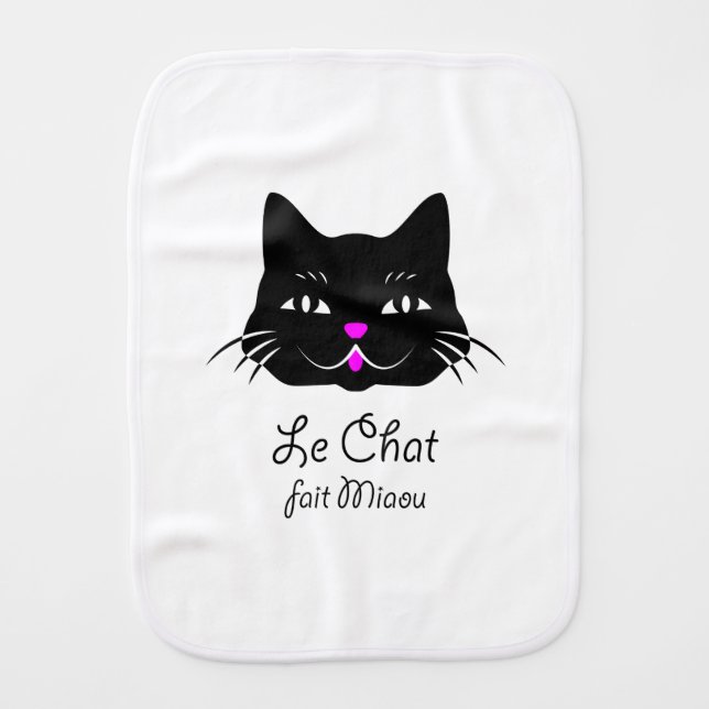 Cute French Cat Says Meow! Burp Cloth (Front)