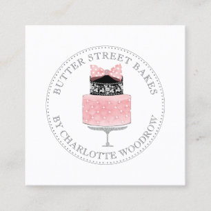 Cute French Chocolate Pink Cake Baker Pastry Chef Square Business Card