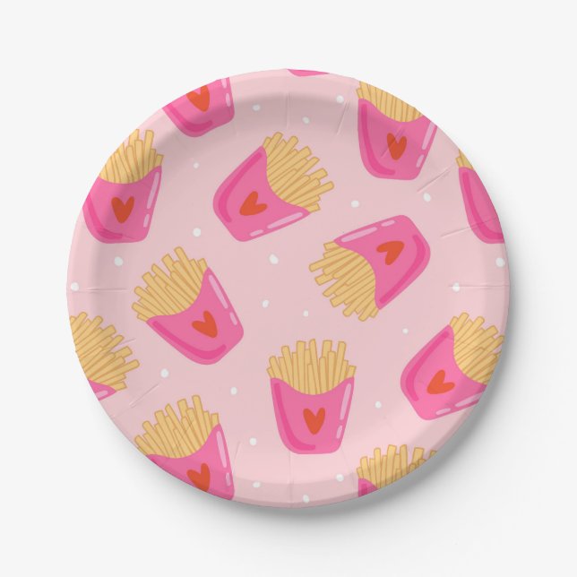 Cute French Fries Paper Plate (Front)