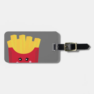 cute french fry with gray background luggage tag