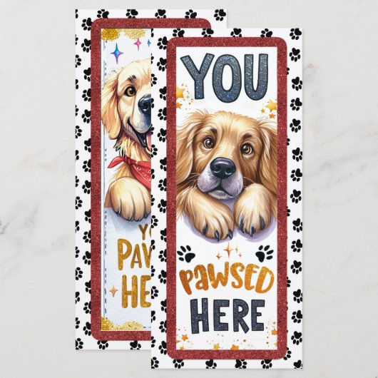Cute French Golden Retriever Bookmarker (Front/Back)