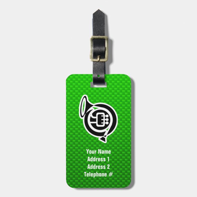 Cute French Horn Luggage Tag (Front Vertical)