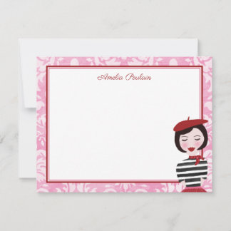 Cute French Lady Note Card