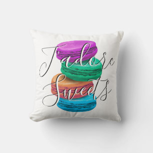 Cute French macaron cookies custom throw pillow