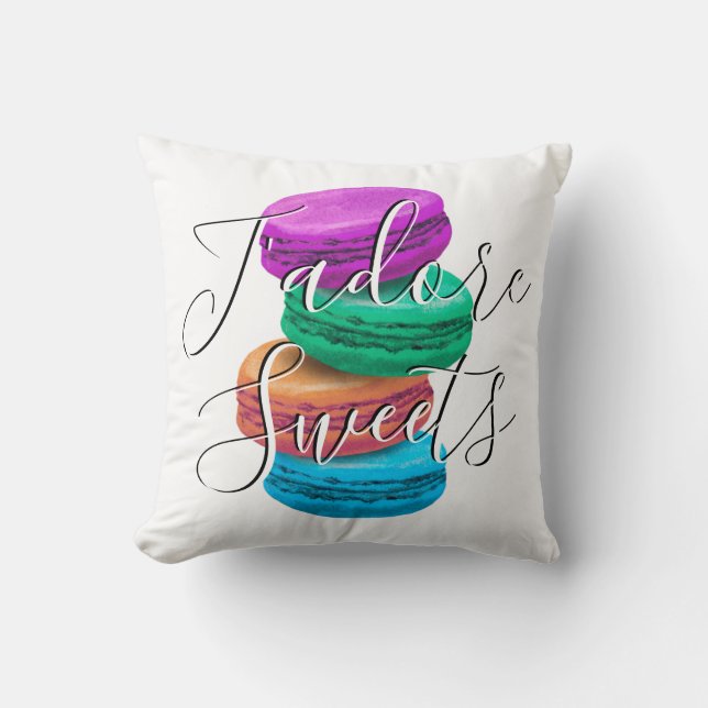 Cute French macaron cookies custom throw pillow (Front)