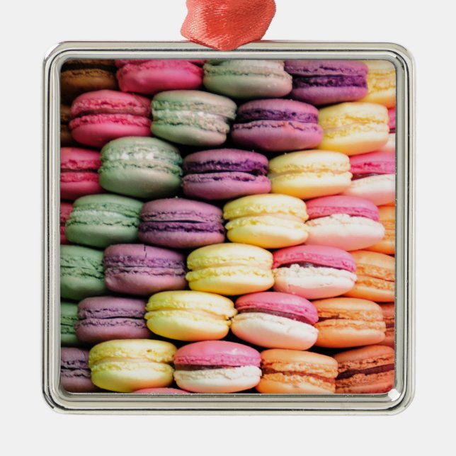 Cute French Macaron Cookies Metal Ornament (Front)