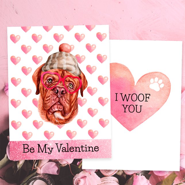 Cute French Mastiff I Woof You Dog Valentine's Day Holiday Card (Creator Uploaded)