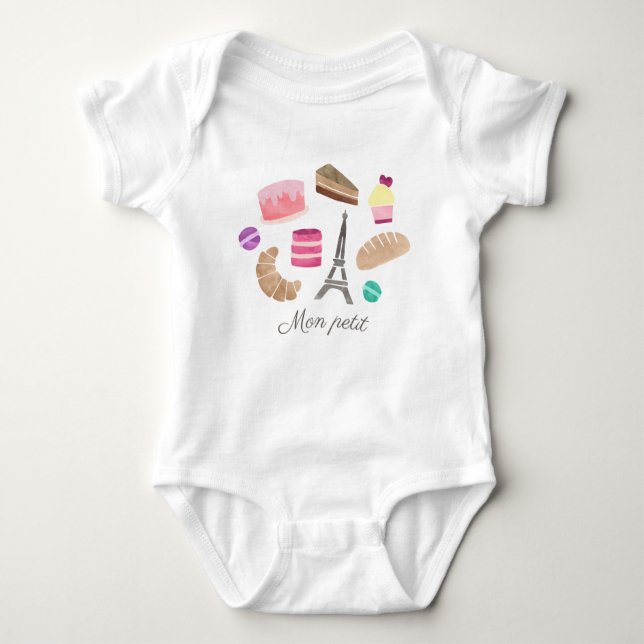 Cute French Pastry Baby Bodysuit (Front)