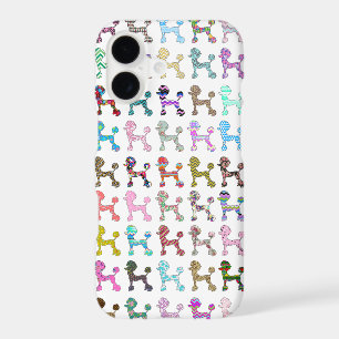 Cute French Poodle Girly Whimsical Chevron Pattern iPhone 17 Case