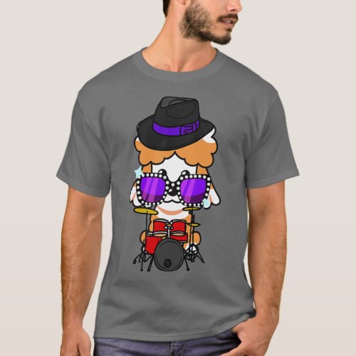 Cute French Poodle jamming on the drums T_Shirt