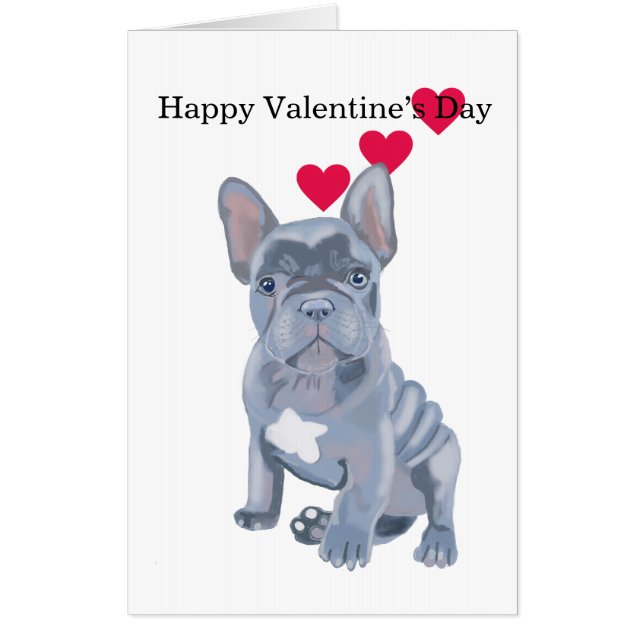 Cute French Portrait large editable Valentine's  Card (Front)