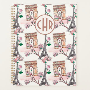 Cute French Theme Monogram   France Landmarks Planner