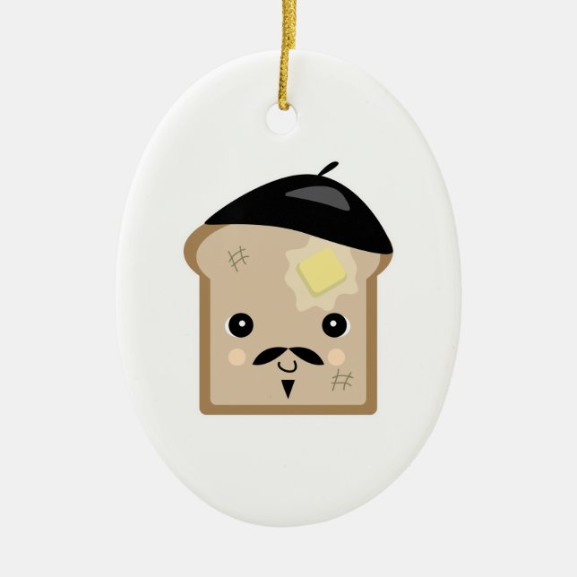 cute french toast ceramic ornament (Front)
