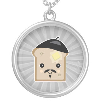 cute french toast silver plated necklace