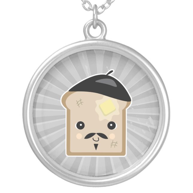 cute french toast silver plated necklace (Front)