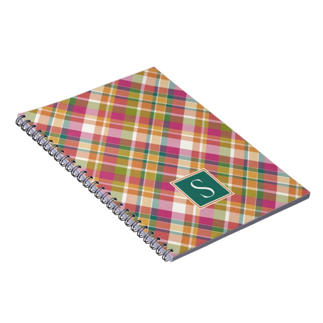 Cute French Vintage Stripe Plaid Gingham Pattern Notebook (Right Side)