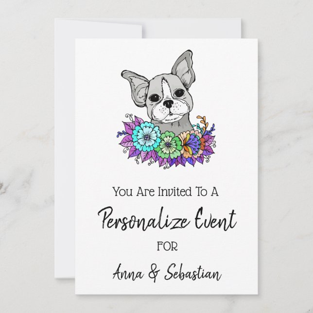 *~ Cute Frenchie French Bulldog Event Invitation (Front)