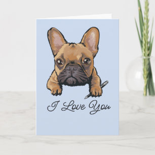 Cute Frenchie French Bulldog Love Text Custom   Ca Card
