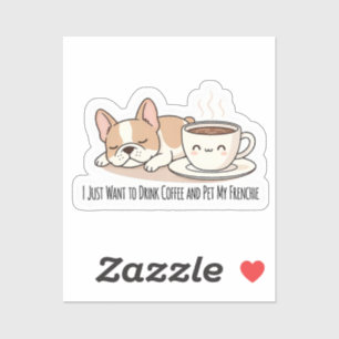 Cute Frenchie in Coffee Cup French Bulldog Design Sticker