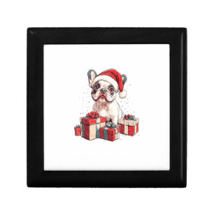 Cute Frenchie Santa Hat Funny Christmas French Bul Gift Box