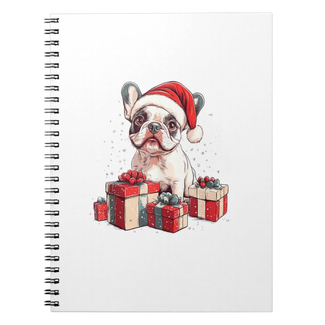 Cute Frenchie Santa Hat Funny Christmas French Bul Notebook (Front)