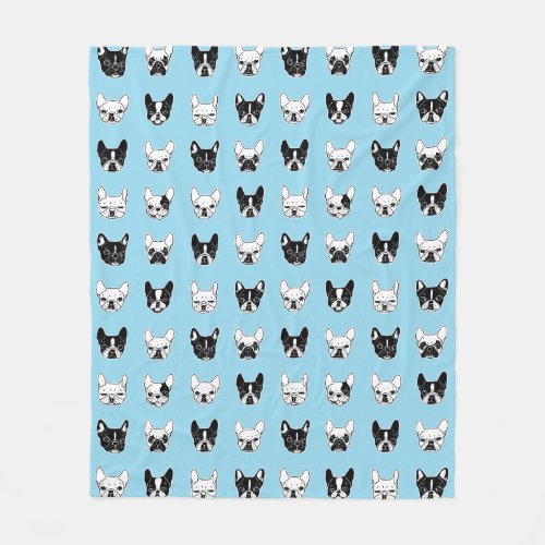 Cute Frenchies Doggie Family Collage Fleece Blanket