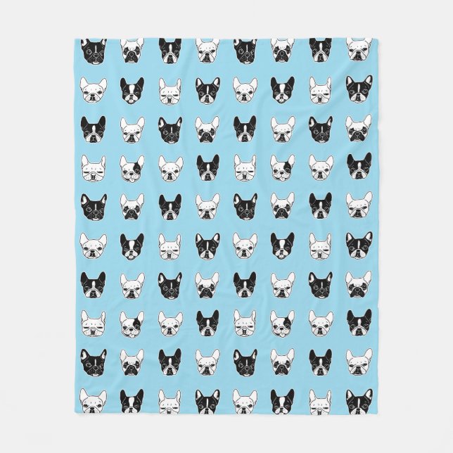 Cute Frenchies Doggie Family Collage Fleece Blanket (Front)